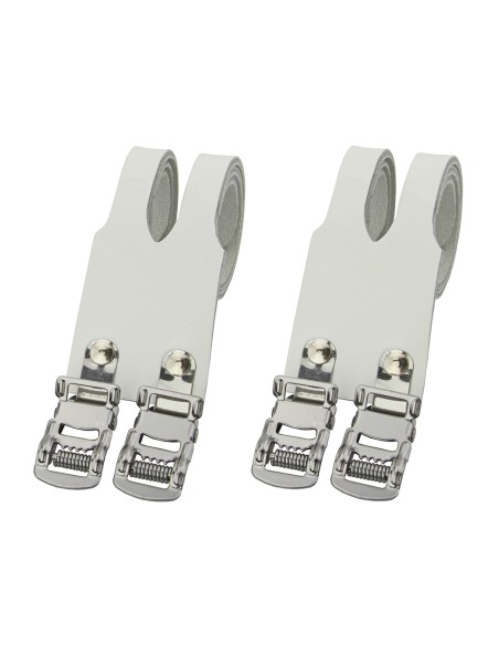 Leather Double Toe Straps White.